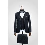 Suitmen Smokin Damatlık Simli Şal Yaka Siyah SİYAH 54