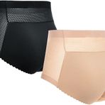 SUIUOI 2 adet kadın kaldırıcı, dolgulu iç çamaşırı, kalça, Push Up karın bölgesi, şekillendirici, vücut şekillendirici, karın bölgesi, kontrol iç çamaşırı, etek altı, Siyah + bej., M