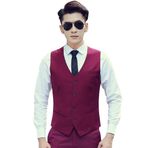 SUIUOI Erkek İnce Resmi İş Elbisesi Yelekleri Düğün Partisi için Düz Renk Yelek (S, Şarap kırmızısı), Wine Red, S