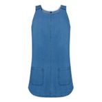 SUIUOI Kadın kısa kot elbise, dar kesim denim mini elbise, U yaka, kolsuz tunik, evaze, gündelik yazlık elbise, Koyu mavi, 3XL