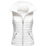 SUIUOI Kadın Kolsuz Yalıtımlı Pamuklu Ceket İnce Kısa Ceket Kapüşonlu Düz Renk Mont Polyester Kumaş (Beyaz, XL), beyaz, XL