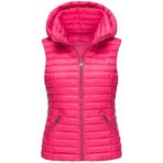 SUIUOI Kadın Kolsuz Yalıtımlı Pamuklu Ceket İnce Kısa Ceket Kapüşonlu Düz Renk Mont Polyester Kumaş (Gül Kırmızısı, L), pembe kırmızı, L