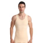 SUIUOI Shapewear Erkek Kompresyon Tişört - Vücut Şekillendirici Kolsuz Shapewear - Düz bir karın için Güçlü Body Shaper Shapewear Tank-Top Compression Shirt Atlet Erkekler için, Bej, M