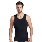 SUIUOI Shapewear Erkek Kompresyon Tişört - Vücut Şekillendirici Kolsuz Shapewear - Düz bir karın için Güçlü Body Shaper Shapewear Tank-Top Compression Shirt Atlet Erkekler için, Siyah, L