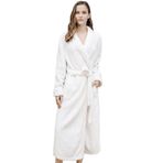 SUIUOI Üniseks Polar Pijama, Yetişkin Pijama Peluş Tulum Atlama Uyku Kıyafeti Gecelik Kış Rahat, Çift mercan polar bornoz dolgulu kalın flanel erkek pijama sonbahar ve kış uzatılmış bölüm, 1# beyaz (Kadın), L 1