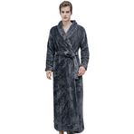 SUIUOI Üniseks Polar Pijama, Yetişkin Pijama Peluş Tulum Atlama Uyku Kıyafeti Gecelik Kış Rahat, Çift mercan polar bornoz dolgulu kalın flanel erkek pijama sonbahar ve kış uzatılmış bölüm, 1# Gri (Erkek), M 1