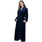 SUIUOI Üniseks Polar Pijama, Yetişkin Pijama Peluş Tulum Atlama Uyku Kıyafeti Gecelik Kış Rahat, Çift mercan polar bornoz dolgulu kalın flanel erkek pijama sonbahar ve kış uzatılmış bölüm, 1# lacivert (Kadın), XL 1