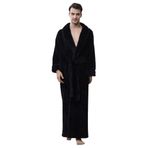 SUIUOI Üniseks Polar Pijama, Yetişkin Pijama Peluş Tulum Atlama Uyku Kıyafeti Gecelik Kış Rahat, Çift mercan polar bornoz dolgulu kalın flanel erkek pijama sonbahar ve kış uzatılmış bölüm, 1# Siyah (Erkek), L 1