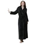 SUIUOI Üniseks Polar Pijama, Yetişkin Pijama Peluş Tulum Atlama Uyku Kıyafeti Gecelik Kış Rahat, Çift mercan polar bornoz dolgulu kalın flanel erkek pijama sonbahar ve kış uzatılmış bölüm, 1 # siyah (Kadın), XL 1