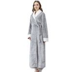 SUIUOI Üniseks Polar Pijama, Yetişkin Pijama Peluş Tulum Atlama Uyku Kıyafeti Gecelik Kış Rahat, Çift mercan polar bornoz dolgulu kalın flanel erkek pijama sonbahar ve kış uzatılmış bölüm, 2 # gri (Kadın), L 1