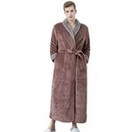 SUIUOI Üniseks Polar Pijama, Yetişkin Pijama Peluş Tulum Atlama Uyku Kıyafeti Gecelik Kış Rahat, Çift mercan polar bornoz dolgulu kalın flanel erkek pijama sonbahar ve kış uzatılmış bölüm, 2 # kahve (Erkek), L 1