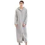SUIUOI Üniseks Polar Pijama, Yetişkin Pijama Peluş Tulum Atlama Uyku Kıyafeti Gecelik Kış Rahat, Çift mercan polar bornoz dolgulu kalın flanel erkek pijama sonbahar ve kış uzatılmış bölüm, 3# Açık Gri (Erkek), L 1