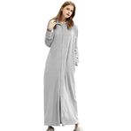SUIUOI Üniseks Polar Pijama, Yetişkin Pijama Peluş Tulum Atlama Uyku Kıyafeti Gecelik Kış Rahat, Çift mercan polar bornoz dolgulu kalın flanel erkek pijama sonbahar ve kış uzatılmış bölüm, 3# açık gri (kadın), L 1