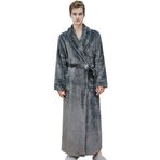 SUIUOI Üniseks Polar Pijama, Yetişkin Pijama Peluş Tulum Atlama Uyku Kıyafeti Gecelik Kış Rahat, Çift mercan polar bornoz dolgulu kalın flanel erkek pijama sonbahar ve kış uzatılmış bölüm, 3 # gri (Erkek), L 1