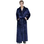 SUIUOI Üniseks Polar Pijama, Yetişkin Pijama Peluş Tulum Atlama Uyku Kıyafeti Gecelik Kış Rahat, Çift mercan polar bornoz dolgulu kalın flanel erkek pijama sonbahar ve kış uzatılmış bölüm, 3 # lacivert (Erkek), L 1