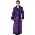 SUIUOI Üniseks Polar Pijama, Yetişkin Pijama Peluş Tulum Atlama Uyku Kıyafeti Gecelik Kış Rahat, Çift mercan polar bornoz dolgulu kalın flanel erkek pijama sonbahar ve kış uzatılmış bölüm, 3 # mor (Erkek), L 1