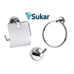 Sukar Banyo Aksesuar Seti Krom Kağıtlık - Askılık - Havluluk Çok Renkli