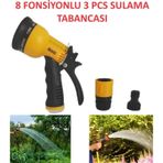 Sulama Tabancası 3 Pcs 8 Fonksiyon Tabanca Bahçe Bitki Sulama Aparatı
