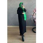 Şule Giyim Fitilli Triko Elbise Siyah 8787