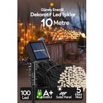 SULED 10 Metre Solar Enerjili Dekoratif 100 Led Işık Bahçe Balkon ve Süsleme Ledleri Gün Işığı