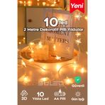 SULED 2 Metre Pilli 10 Yıldız Kristal Led Işık Dekor Süsleme Işığı İç ve Dış Mekan Dekorasyon Parti Süsü
