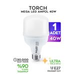 SULED 40w Torch Ultra Güçlü Led Ampül 1 Adet Tasarruflu Ultra Parlak 6500k Beyaz Işık Büyük Ampül E27