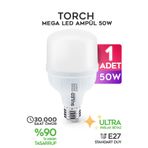 SULED 50w Torch Ultra Güçlü Led Ampül 1 Adet Tasarruflu Ultra Parlak 6500k Beyaz Işık Büyük Ampül E27