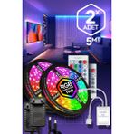 SULED 5MT X 2'li Set RGB Duvar Tavan Şerit Led Işık Ambiyans & Sabit 16 Renk Kumandalı Yapışkanlı 10 Metre