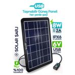 Suled 8W Güneş Enerjili Solar USB Şarj Paneli 6V USB Çıkışlı 2A Telefon Tablet ve USB Ürün Şarj Ünitesi