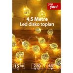 SULED Disko Led 4,5 Metre 15 Top Led Işıklar Dekoratif 220V Ambiyans Süsleme Işıkları Oda Bahçe ve Dekor