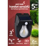 SULED Hareket Sensörlü Bahçe Aydınlatması 5W Lityum Pilli Led Işık Solar Şarjlı Otomatik Dış Mekan Lamba