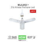 SULED Kristal Pervane 3 Kanat Led Ampül 45W 4500 Lümen Süper Güçlü E27 Lamba A Kalite Beyaz Işık