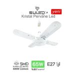 SULED Kristal Pervane 4 Kanat Led Ampül 65W 6000 Lümen Süper Güçlü E27 Lamba A Kalite Beyaz Işık