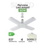 SULED Pervane 4 Kanat Led Ampül 50W 5000 Lümen Süper Güçlü E27 Lamba A Kalite Beyaz Işık