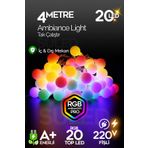 SULED Rgb 4 Metre Topled 20 Led 220v Fişli Tak Çalıştır Dekoratif Iç Ve Dış Mekan Aydınlatma Süsleme Işığı