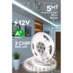SULED Şerit Led 5 Metre Beyaz Işık 3 Çipli Pro Ambiyans Aydınlatma Mutfak Salon Yatak Odası Led Işık