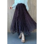 Şulemoda Giyim Asimetrik Puantiyeli Etek Kahverengi