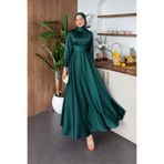Şulemoda Giyim Grace Çapraz Saten Elbise Zümrüt