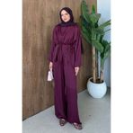 Şulemoda Giyim Norel Omuz Detay Saten Takım Bordo