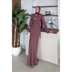 Şulemoda Giyim Rosalie Saten Abiye Kahverengi
