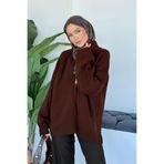 Şulemoda Giyim Rosie Fermuarlı Hırka Kahverengi
