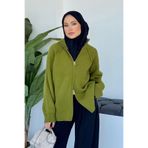 Şulemoda Giyim Rosie Fermuarlı Hırka Yağ Yeşili