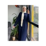 SULTAN BUTİK Oversize Bol Kesim Yarım Balıkçı Yaka Fitilli Triko Tesettür Elbise 38-44 Beden Arası