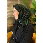 Sultan Eşarp Sultan Fresh Pamuk Eşarp - Sade Çiçek Deseni - SFE002-13 - Çimen Yeşili, Siyah