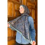 Sultan Eşarp Sultan Fresh Pamuk Şal - Çini Deseni - SLF002-03 - Yeşil, Lacivert, Mavi