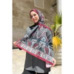 Sultan Eşarp Sultan Fresh Pamuk Şal - Saray Bahçesi Deseni - SLF003-08 - Bordo, Siyah, Mavi