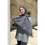 Sultan Eşarp Sultan Fresh Pamuk Şal - Yonca Deseni - SLF004-07 - Siyah, Gri
