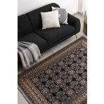 Sultan Halı Siyah Renkli Afgan Tarzı Altı Kaymaz Yıkanabilir Şönil Kilim