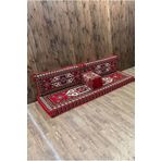 Sultan Sedir Pınar - Kilim Şark Köşesi, Yer Minderi Takımı – 28 Dansit Sert Süngerli – 4 Parça – Kırmızı