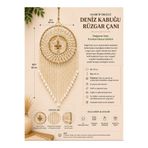 SultanofAura Hasır İp Örgülü Doğal Deniz Kabuğu Rüzgar Çanı - El Yapımı Boho Duvar Süsü Balkon Teras Dekorasyonu (65x30 cm)